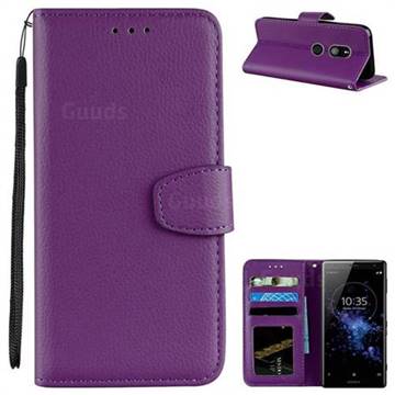 Litchi Pattern PU Leather Wallet Case for Sony Xperia XZ2 - Purple
