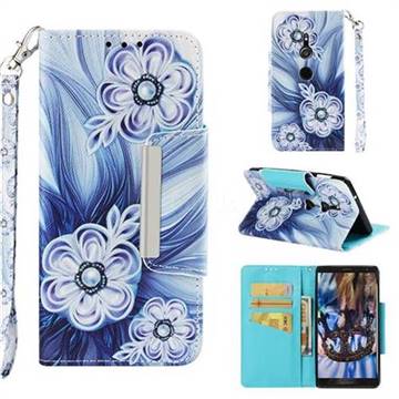 Button Flower Big Metal Buckle PU Leather Wallet Phone Case for Sony Xperia XZ2