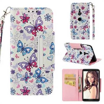 Colored Butterfly Big Metal Buckle PU Leather Wallet Phone Case for Sony Xperia XZ2