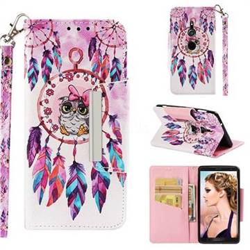 Owl Wind Chimes Big Metal Buckle PU Leather Wallet Phone Case for Sony Xperia XZ2