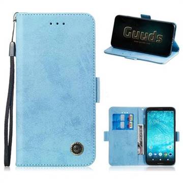 Retro Classic Leather Phone Wallet Case Cover for Sony Xperia XZ2 - Light Blue
