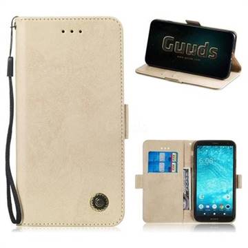 Retro Classic Leather Phone Wallet Case Cover for Sony Xperia XZ2 - Golden