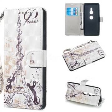 Tower Couple 3D Painted Leather Wallet Phone Case for Sony Xperia XZ2