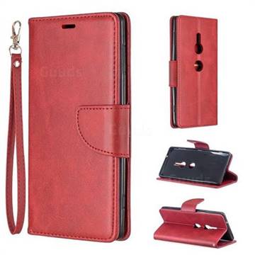 Classic Sheepskin PU Leather Phone Wallet Case for Sony Xperia XZ2 - Red