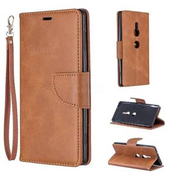 Classic Sheepskin PU Leather Phone Wallet Case for Sony Xperia XZ2 - Brown