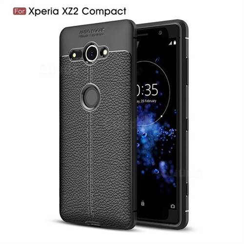 Luxury Auto Focus Litchi Texture Silicone TPU Back Cover for Sony Xperia XZ2 Compact - Black