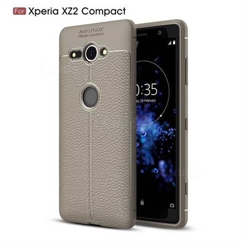 Luxury Auto Focus Litchi Texture Silicone TPU Back Cover for Sony Xperia XZ2 Compact - Gray