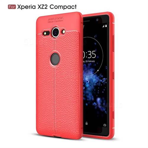 Luxury Auto Focus Litchi Texture Silicone TPU Back Cover for Sony Xperia XZ2 Compact - Red
