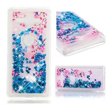 Blue Plum Blossom Dynamic Liquid Glitter Quicksand Soft TPU Case for Sony Xperia XZ2 Compact
