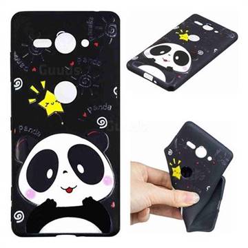 Cute Bear 3D Embossed Relief Black TPU Cell Phone Back Cover for Sony Xperia XZ2 Compact