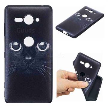 Bearded Feline 3D Embossed Relief Black TPU Cell Phone Back Cover for Sony Xperia XZ2 Compact