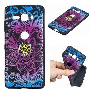 Colorful Lace 3D Embossed Relief Black TPU Cell Phone Back Cover for Sony Xperia XZ2 Compact