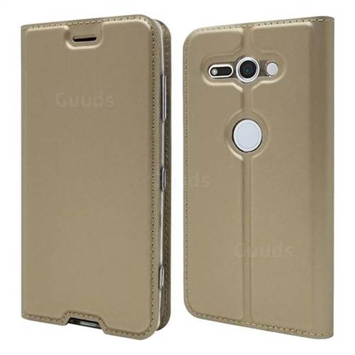 Ultra Slim Card Magnetic Automatic Suction Leather Wallet Case for Sony Xperia XZ2 Compact - Champagne