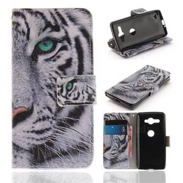 White Tiger PU Leather Wallet Case for Sony Xperia XZ2 Compact