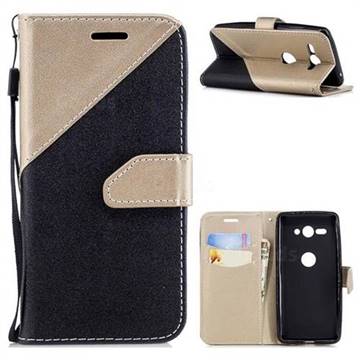 Dual Color Gold-Sand Leather Wallet Case for Sony Xperia XZ2 Compact (Black / Champagne )