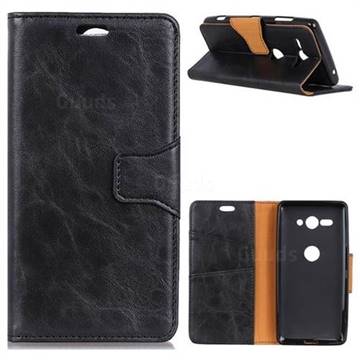 MURREN Luxury Crazy Horse PU Leather Wallet Phone Case for Sony Xperia XZ2 Compact - Black
