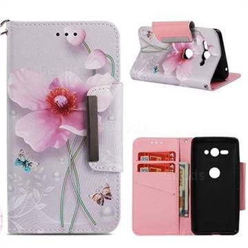 Pearl Flower Big Metal Buckle PU Leather Wallet Phone Case for Sony Xperia XZ2 Compact