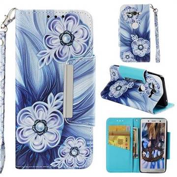 Button Flower Big Metal Buckle PU Leather Wallet Phone Case for Sony Xperia XZ2 Compact