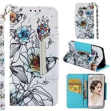 Fotus Flower Big Metal Buckle PU Leather Wallet Phone Case for Sony Xperia XZ2 Compact