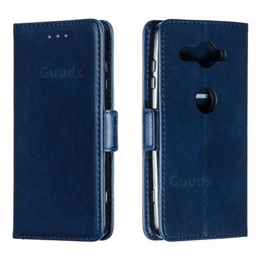 Retro Classic Calf Pattern Leather Wallet Phone Case for Sony Xperia XZ2 Compact - Blue