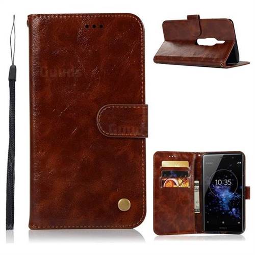 Luxury Retro Leather Wallet Case for Sony Xperia XZ2 Premium