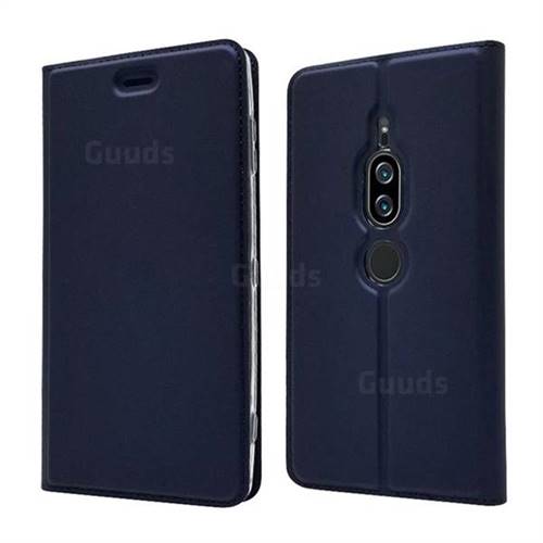 Ultra Slim Card Magnetic Automatic Suction Leather Wallet Case for Sony Xperia XZ2 Premium - Royal Blue