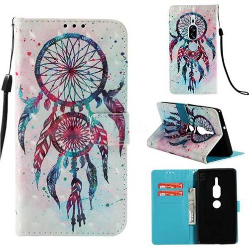 ColorDrops Wind Chimes 3D Painted Leather Wallet Case for Sony Xperia XZ2 Premium