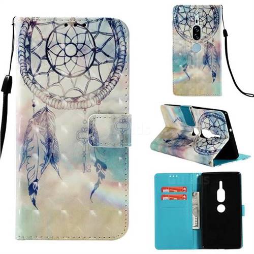 Fantasy Campanula 3D Painted Leather Wallet Case for Sony Xperia XZ2 Premium