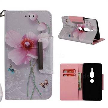 Pearl Flower Big Metal Buckle PU Leather Wallet Phone Case for Sony Xperia XZ2 Premium
