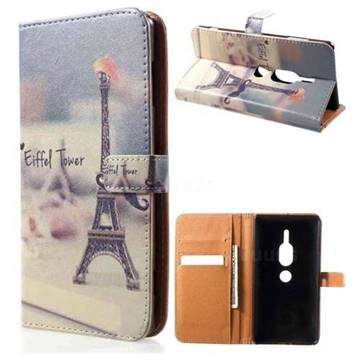 Eiffel Tower Leather Wallet Case for Sony Xperia XZ2 Premium