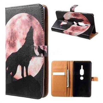 Moon Wolf Leather Wallet Case for Sony Xperia XZ2 Premium
