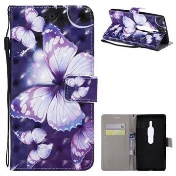 Violet butterfly 3D Painted Leather Wallet Case for Sony Xperia XZ2 Premium