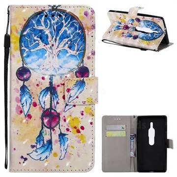 Blue Dream Catcher 3D Painted Leather Wallet Case for Sony Xperia XZ2 Premium