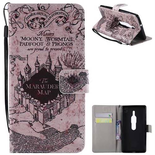 Castle The Marauders Map PU Leather Wallet Case for Sony Xperia XZ2 Premium