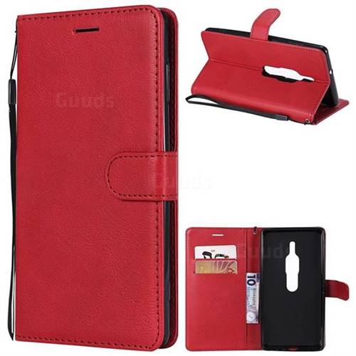 Retro Greek Classic Smooth PU Leather Wallet Phone Case for Sony Xperia XZ2 Premium - Red