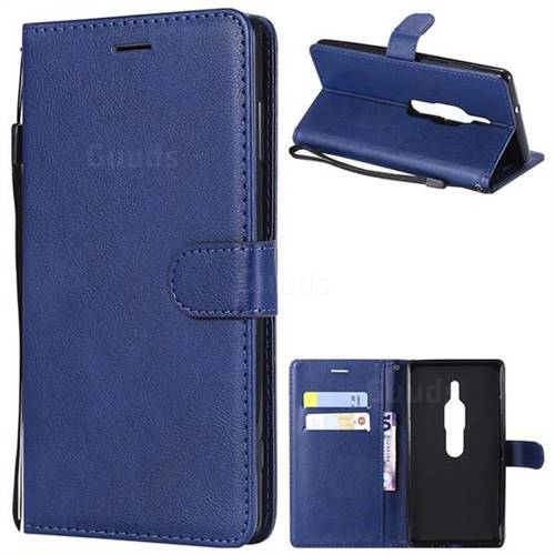 Retro Greek Classic Smooth PU Leather Wallet Phone Case for Sony Xperia XZ2 Premium - Blue