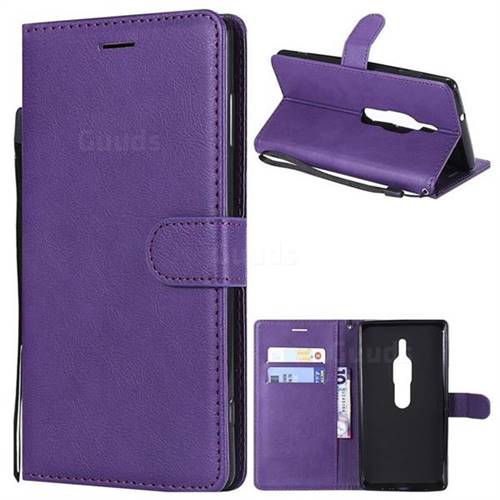 Retro Greek Classic Smooth PU Leather Wallet Phone Case for Sony Xperia XZ2 Premium - Purple