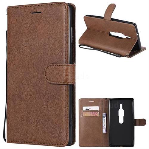 Retro Greek Classic Smooth PU Leather Wallet Phone Case for Sony Xperia XZ2 Premium - Brown