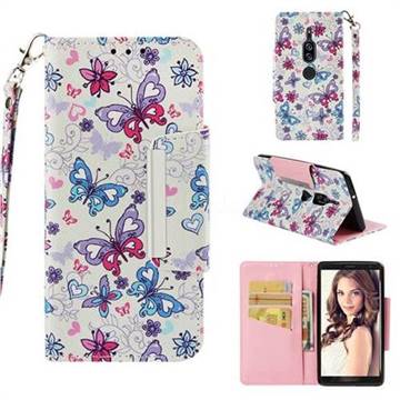 Colored Butterfly Big Metal Buckle PU Leather Wallet Phone Case for Sony Xperia XZ2 Premium