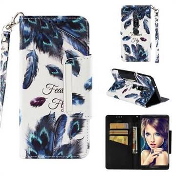 Peacock Feather Big Metal Buckle PU Leather Wallet Phone Case for Sony Xperia XZ2 Premium