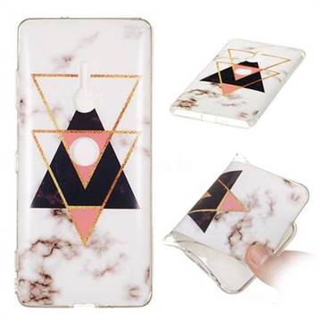 Inverted Triangle Black Soft TPU Marble Pattern Phone Case for Sony Xperia XZ3