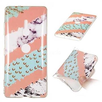 Diagonal Grass Soft TPU Marble Pattern Phone Case for Sony Xperia XZ3