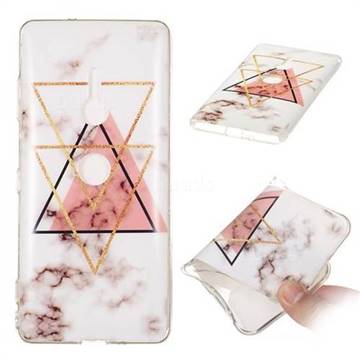 Inverted Triangle Powder Soft TPU Marble Pattern Phone Case for Sony Xperia XZ3