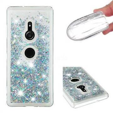 Dynamic Liquid Glitter Quicksand Sequins TPU Phone Case for Sony Xperia XZ3 - Silver