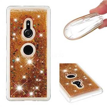 Dynamic Liquid Glitter Quicksand Sequins TPU Phone Case for Sony Xperia XZ3 - Golden