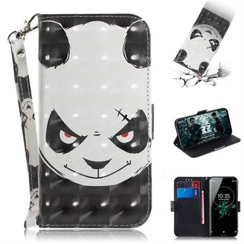 Angry Bear 3D Painted Leather Wallet Phone Case for Sony Xperia XZ3