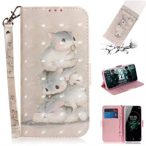 Three Squirrels 3D Painted Leather Wallet Phone Case for Sony Xperia XZ3