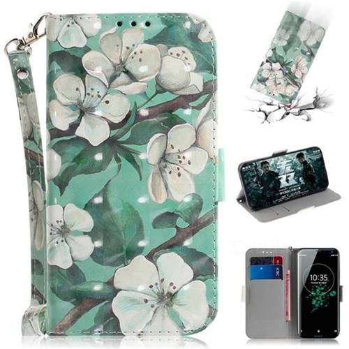Watercolor Flower 3D Painted Leather Wallet Phone Case for Sony Xperia XZ3