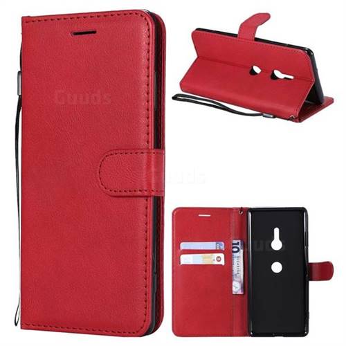Retro Greek Classic Smooth PU Leather Wallet Phone Case for Sony Xperia XZ3 - Red