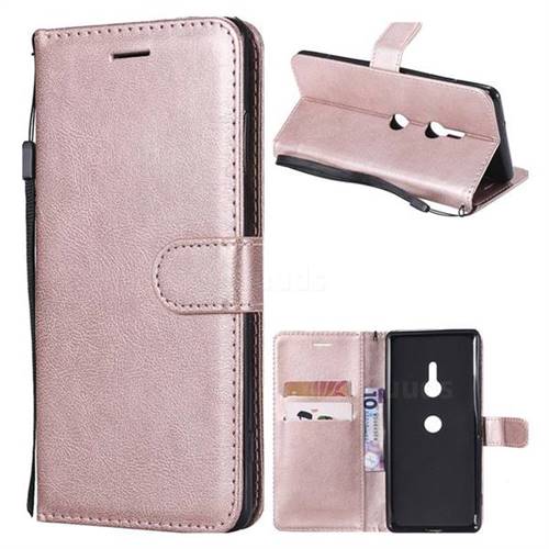 Retro Greek Classic Smooth PU Leather Wallet Phone Case for Sony Xperia XZ3 - Rose Gold